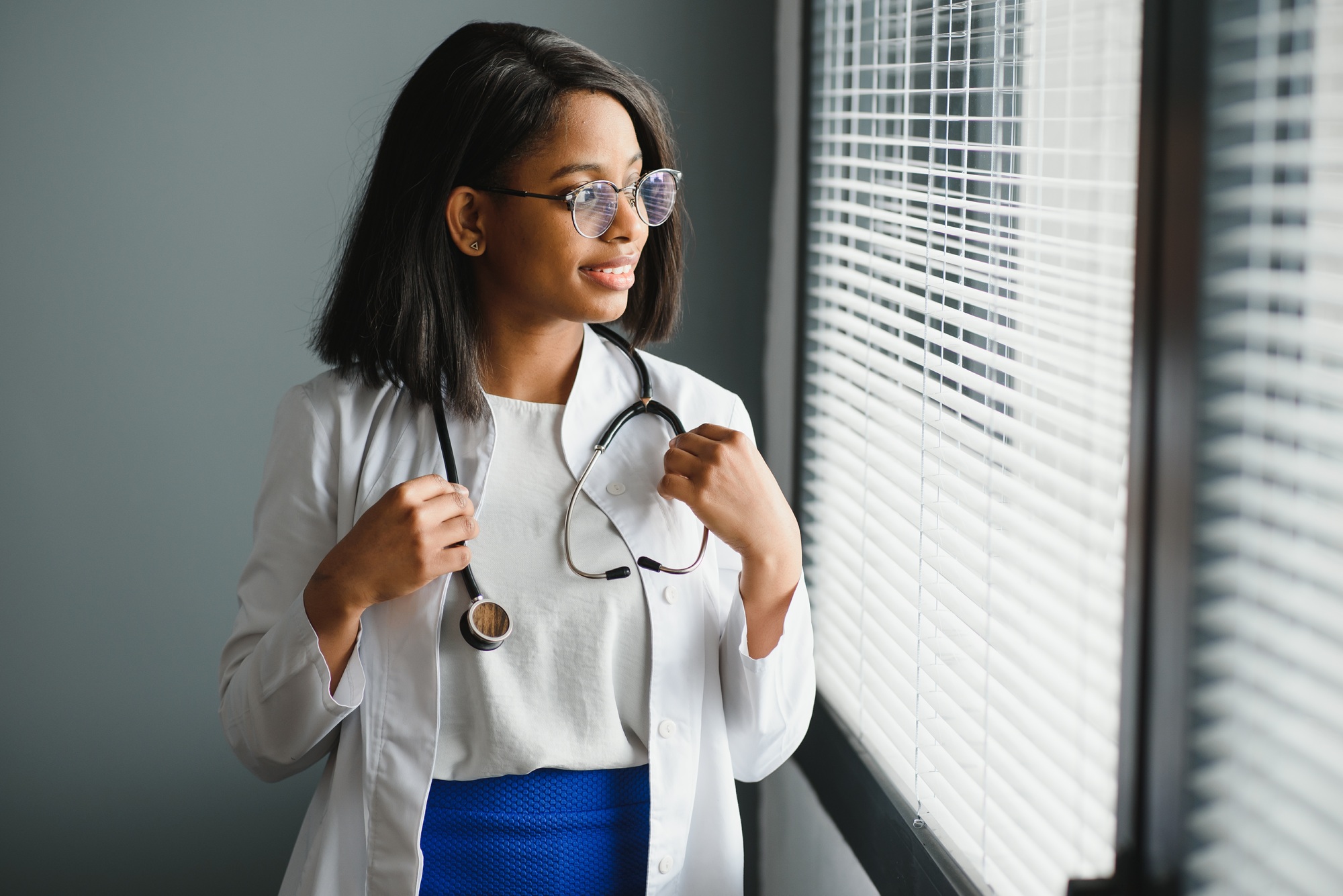 beautiful african nurse in hospital